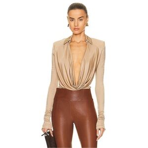 GAUGE81 Bauska tan low cut bodysuit XS